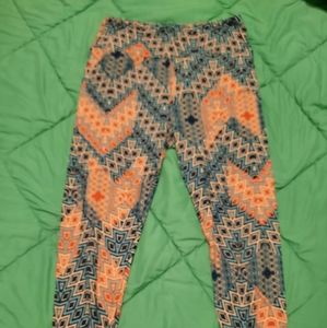 LulaRoe leggings, one size, blue, orange